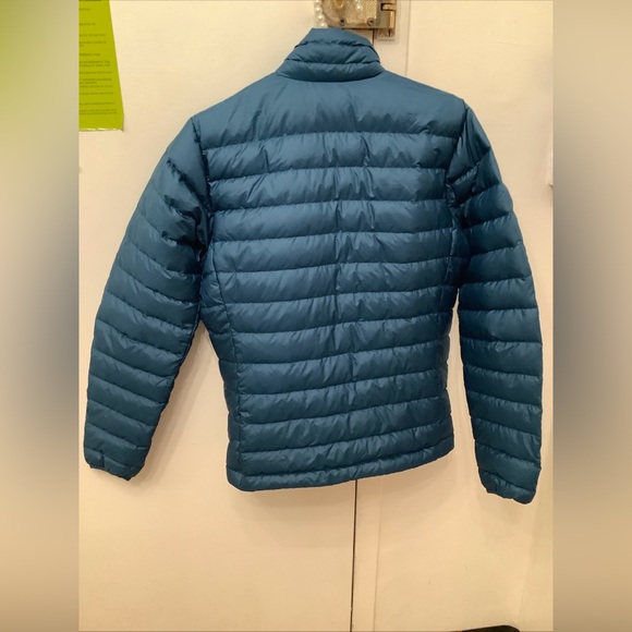 Patagonia Men's Down Puffer Jacket Teal Blue With Lime Yellow Zipper Size XS - Picture 7 of 12